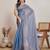 Light blue color fendy chiffon saree with running blouse