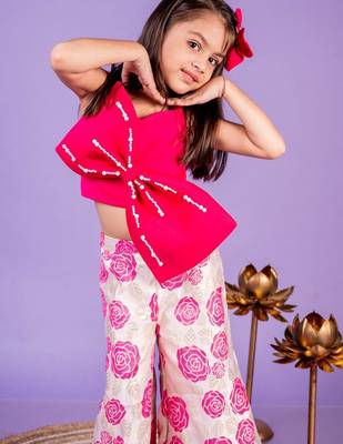 Pink embroidered cotton co ord set 1