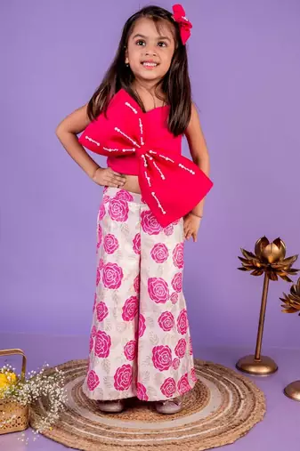 Pink embroidered cotton co ord set