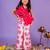 Pink embroidered cotton co ord set