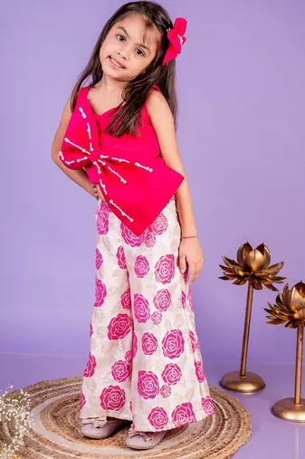 Pink embroidered cotton co ord set