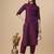 Wine color art silk mandarin neck kurti