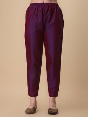 Wine color art silk blend mandarin neck kurti 4