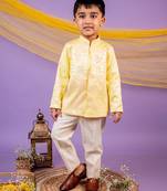 Yellow plain cotton bandhgala