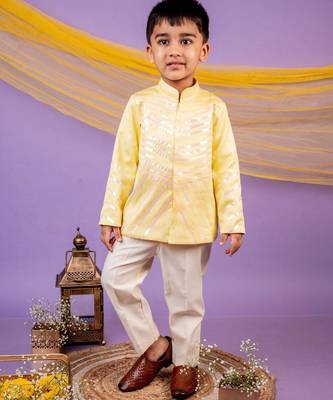 Yellow plain cotton bandhgala 2