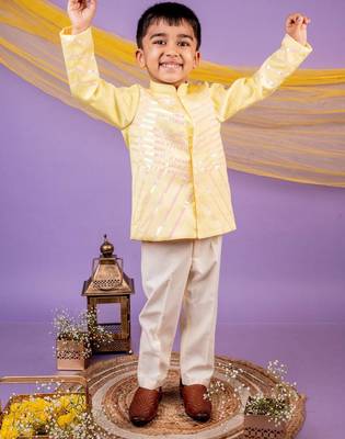 Yellow plain cotton bandhgala 3