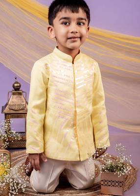 Yellow plain cotton bandhgala 5