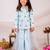 Blue embroidered cotton sharara