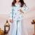 Blue embroidered cotton sharara