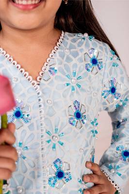 Blue embroidered cotton sharara 3