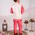 Orange embroidered cotton nehru jacket set