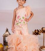 Orange embroidered cotton sharara