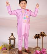 Purple embroidered cotton kurta set