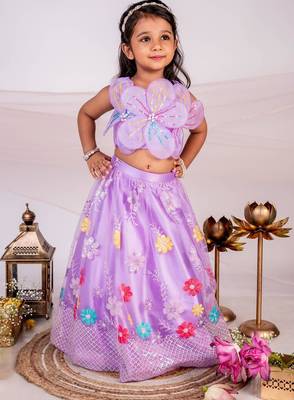 Purple embroidered cotton lehenga 1