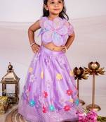 Purple embroidered cotton lehenga