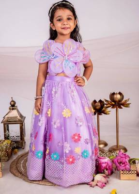 Purple embroidered cotton lehenga 2