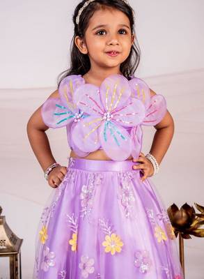 Purple embroidered cotton lehenga 3