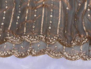 Grey Color Sequence Embroidery Work Space Silk Saree 2