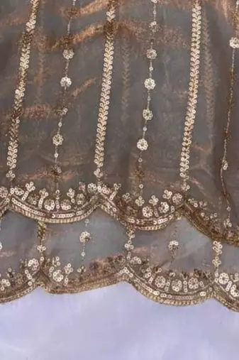 Grey Color Sequence Embroidery Work Space Silk Saree