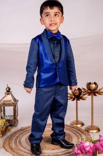 Blue plain cotton tuxedo