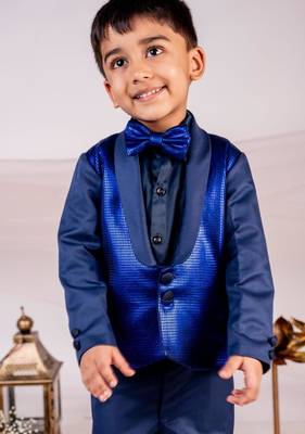 Blue plain cotton tuxedo 3