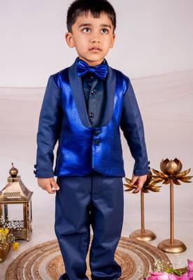Blue plain cotton tuxedo 4