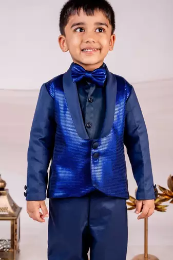 Blue plain cotton tuxedo