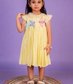 Yellow embroidered cotton dress