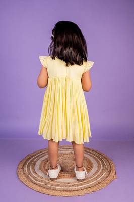 Yellow embroidered cotton dress 3