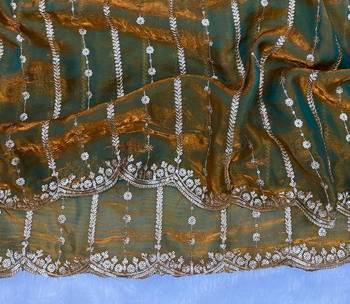 Mustard Color Sequence Embroidery Work Space Silk Saree 2