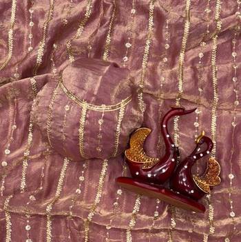 Onion Color Sequence Embroidery Work Space Silk Saree 4