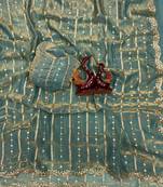Sea Green Color Sequence Embroidery Work Space Silk Saree