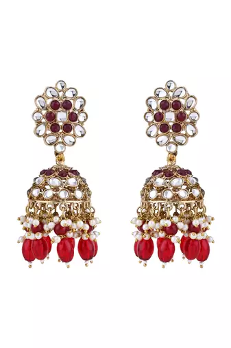 Indian wedding bollywood handcrafted kundan & pearl jhumka earrings for women 
