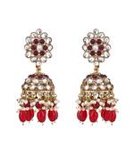 Indian wedding bollywood handcrafted kundan & pearl jhumka earrings for women