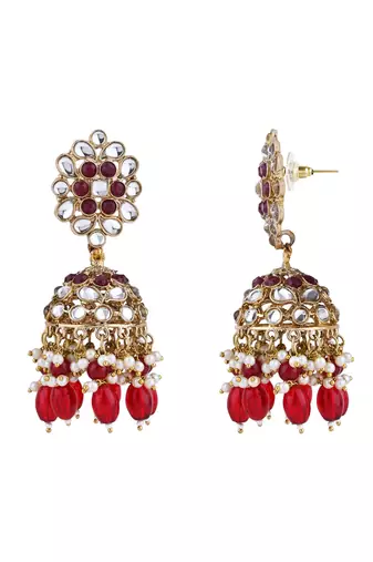 Indian wedding bollywood handcrafted kundan & pearl jhumka earrings for women 