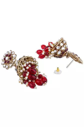 Indian wedding bollywood handcrafted kundan & pearl jhumka earrings for women 