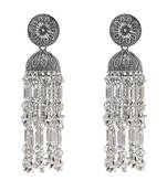 Ethnic silver oxidized indian wedding bollywood style boho jhumka earrings for women 