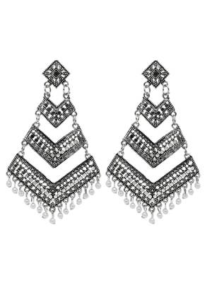 Ethnic silver oxidized indian wedding bollywood dangle earring for women  2