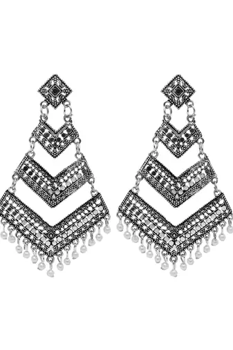 Ethnic silver oxidized indian wedding bollywood dangle earring for women 