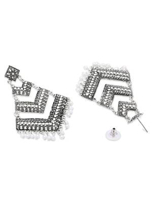 Ethnic silver oxidized indian wedding bollywood dangle earring for women  4