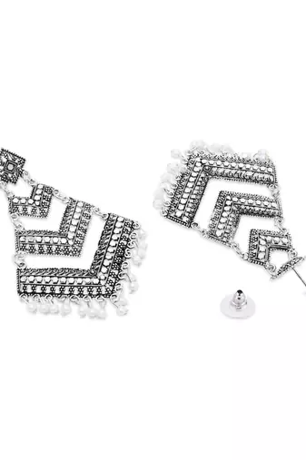 Ethnic silver oxidized indian wedding bollywood dangle earring for women 