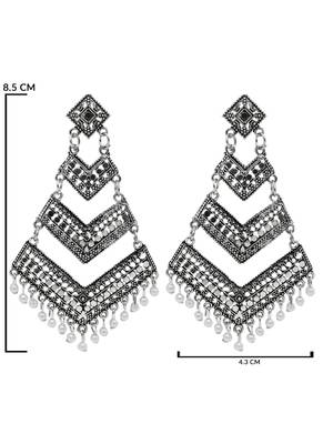Ethnic silver oxidized indian wedding bollywood dangle earring for women  5