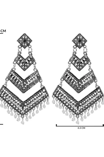 Ethnic silver oxidized indian wedding bollywood dangle earring for women 