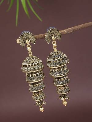 Indian wedding bollywood peacock multi layered jhumka earrings for women  1