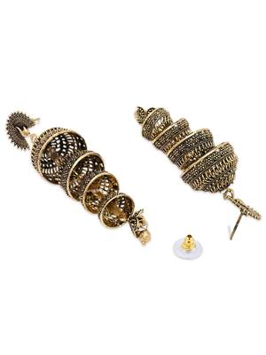Indian wedding bollywood peacock multi layered jhumka earrings for women  4