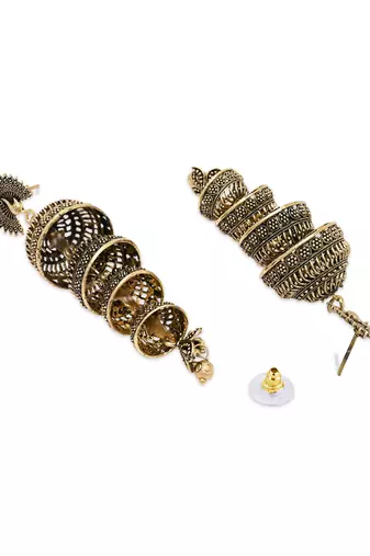 Indian wedding bollywood peacock multi layered jhumka earrings for women 