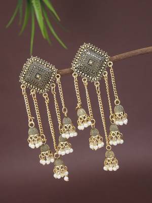 Indian wedding bollywood multi layered dangle jhumka earrings for women (e3287fl) 1