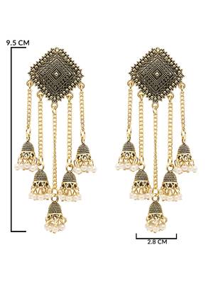 Indian wedding bollywood multi layered dangle jhumka earrings for women (e3287fl) 5