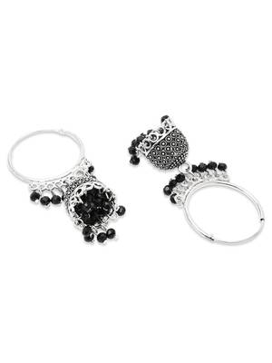 Ethnic silver oxidized indian wedding bollywood style jhumka earrings for women  4