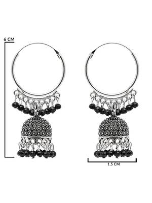 Ethnic silver oxidized indian wedding bollywood style jhumka earrings for women  5